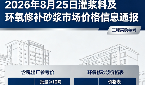 互助2026年8月25日灌浆料及环氧修补砂浆市场价格信息通报